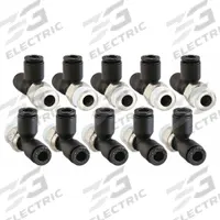 LEGRIS Push-Fit Tee Fitting: 8 mm OD x 8 mm OD x 1/4 in Pipe Size, Tube x Tube x MBSPT, Black, 10 PK (MPN 3103 08 13). Key specifications — Brand: LEGRIS.