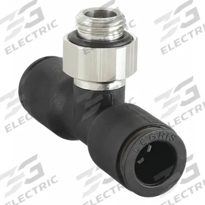 LEGRIS Push-Fit Tee Fitting: 10 mm OD x 10 mm OD x 1/4 in Pipe Size, Tube x Tube x MBSPP - Nylon & Nickel-Plated Brass Tube Fittings