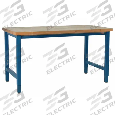 BENCHPRO Workbench: Adj Ht, Butcher Block, 60 in x 36 in, 6,600 lb Overall Load Capacity - Heavy-Duty Open-Base Workstations