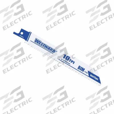 WESTWARD Reciprocating Saw Blade: 10 Teeth per Inch, 6 in Blade Lg, 1 mm Blade Thick - General Purpose Blades