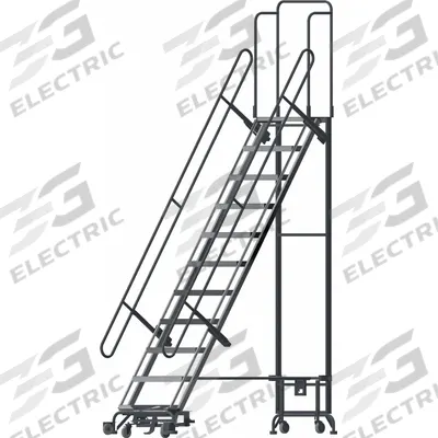 BALLYMORE Hybrid Ladder: 9.3 ft Platform Ht, Unassembled, Spring-Loaded Casters - Steel Wall-Docked Weight-Actuated Auto-Lock Folding Ladders