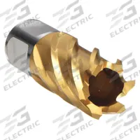 SLUGGER BY FEIN Annular Cutter: 13/16 in Cutter Dia, 1 in Max Cutting Dp, TiN, Cobalt, Weldon Flat (MPN 63134206112). Key specifications — attr253884: No; attr253885: TiN; attr253886: Cobalt; attr253887: Weldon Flat; attr253888: Fractional Inch; attr277149: SLUGGER BY FEIN.