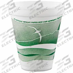 DART Disposable Hot/Cold Cup: 12 oz Capacity, Green, Foam, Unwrapped, Horizon, 1,000 PK (MPN 12J16H). Key specifications — attr552470: DART; attr561678: No; attr552476: Foam; attr552475: PK; attr552478: No; attr552482: Horizon.