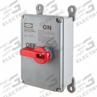 HUBBELL Disconnect Switch: Non-Fusible, 30 A, Three Phase, 600V AC, Galvanized Steel (MPN HBLDS30NK). Key specifications — Environment: Indoor/Outdoor; Phase: Three; Handle Color: Red; Housing Material: Galvanized Steel; Standards: UL94-5VA; Brand: HUBBELL; For Environment: Indoor & Outdoor Rated.