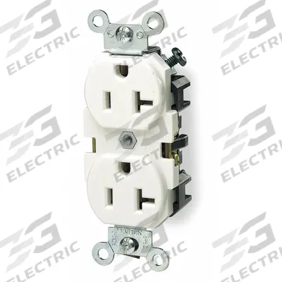 LEVITON Receptacle: Duplex, 5-20, White, 125V AC, 20 A, 2 Pole / 3 Wire (MPN 5362-W) - General Purpose Receptacles