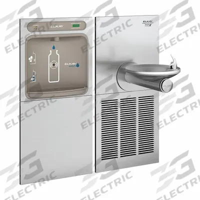 ELKAY Drinking Fountain with Bottle Filler: In-Wall, 8 gph @ 50°F, Stainless Steel - In-Wall Two-Level Drinking Fountains with Bottle Fillers