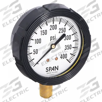 SPAN Pressure Gauge with Internal Seal: 0 psi to 400 psi, LFS-210, 2 1/2 in Dial - Dial Pressure Gauges with Freeze- & Clog-Resistant Internal Seal
