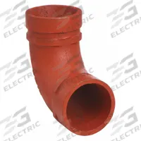 GRUVLOK Metal Pipe Elbow: 90° Elbow, 2 1/2 in x 2 1/2 in, Ductile Iron, 300 psi @ 150° F (MPN 0390014249). Key specifications — Brand: GRUVLOK; Maximum Operating Pressure: 300 psi @ 150° F; Fitting Pipe Size: 2-1/2 in x 2-1/2 in.