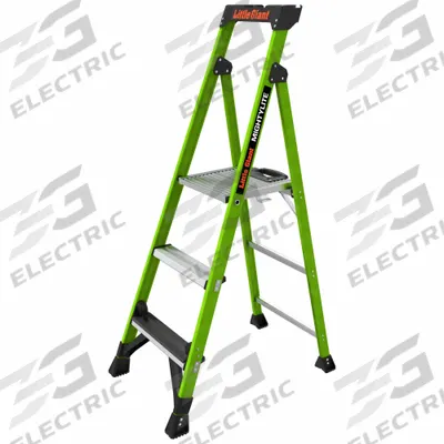 LITTLE GIANT Platform Stepladder: 5 ft Ladder Size, Fiberglass, 375 lb Load Capacity - Non-Conductive Fiberglass Platform Stepladders