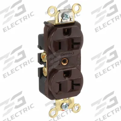 HUBBELL Receptacle: Duplex, 5-20, Brown, 125V AC, 20 A, 2 Pole / 3 Wire (MPN HBL5352) - General Purpose Receptacles