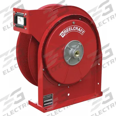 REELCRAFT Spring Return Hose Reel: 50 ft (1/4 in I.D.), 500 psi Max Op Pressure, Brass - Compact Air or Water Spring-Return Hose Reels