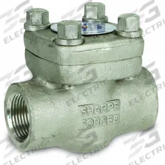 SHARPE Check Valve: Swing, 2-Way, Inline Valve Body, 3/4 in Pipe Size, FNPSM x FNPSM, 400°F, Std (MPN 4371001630). Key specifications — Seat Material: Metal; Brand: SHARPE.