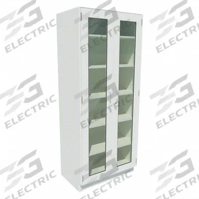 INSTOCK Tall Cabinet: 7 ft Overall Ht, 22 in Overall Dp, 4 ft Overall Wd, Glass/Steel - Tall Cabinets