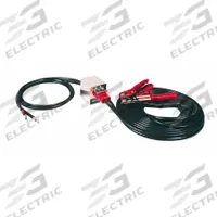 ASSOCIATED EQUIP Plug-In Booster Cable Set: Crimped, 4 AWG, Std Jaw, 25 ft Cable Lg, Black, Copper (MPN 6139). Key specifications — Cable Connection Type: Crimped; Cable Wire Gauge: 4 AWG; Jaw Type: Standard Jaw; Cable Jacket Color: Black; Cable Wire Material: Copper; Includes: Stop/Go Lite; Brand: ASSOCIATED EQUIP.