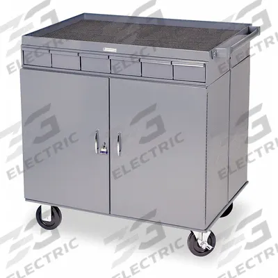 DURHAM MFG 2 Sided Mobile Cabinet Bench: 34 in x 24 in, Steel - Mobile Cabinet Benches with Open Storage, Drawers & Shelves