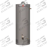RHEEM Residential Gas Water Heater: Natural Gas, Low NOx, 50 gal, 38,000 BTU, 61.25 in Ht (MPN PROG50-38N RH60). Key specifications — Display Sell UOM: EA; Market: Residential; Standards: AHRI Certified; Sub-brand: gas water heater; Brand: RHEEM; Low NOx: Yes; Water Connection Location: Center; Fuel Type: Natural Gas.