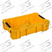 DEWALT Tough System Tool Tray: 18 7/16 in W x 4 1/2 in H x 18 in L, Plastic, Yellow (MPN DWST08120). Key specifications — attr1124242: Ability for Self-Customized Plywood Dividers and Configurations using Internal Slots; attr1124236: Yellow; attr1124244: Plastic; attr1124362: DEWALT.