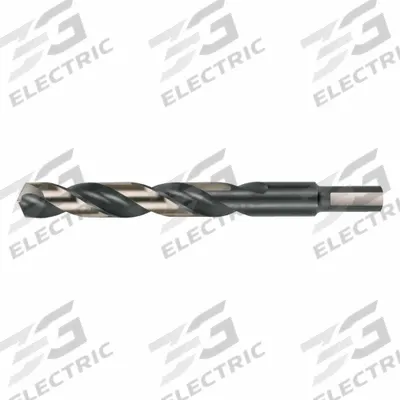 CLE-LINE Reduced Shank Drill Bit: 31/64", 135° Split Point, Black & Gold HSS - Reduced-Shank High-Speed Steel Mechanics-Length Drill Bits