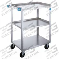 LAKESIDE Utility Cart: Open, 500 lb Max Load Capacity, 3 Shelves, 33 3/8 in Overall Ht (MPN 411). Key specifications — NSF Certified: No; Brand: LAKESIDE; Caster Type: (4) Swivel; Enclosed/Open/Partially Enclosed: Open; Color: Silver; Finish: Stainless Steel; Material: Stainless Steel; Product Type: Utility Cart.