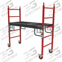 METALTECH Scaffold: Steel, 2.4 ft to 6 ft, 74 in x 29 in, 1,500 lb Load Capacity (MPN I-BMSS). Key specifications — Brand: METALTECH; Height Adjustability: Adjustable Height; Included Components: (2) Ladders; Max Stackable Units: 2.