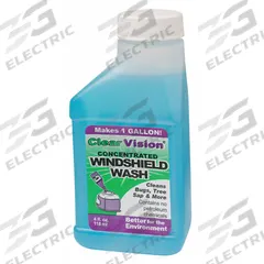 CLEAR VISION Windshield Washer/De-Bug: Concentrate, Windshield Washer Fluid, De-Bug, Bottle, Liquid (MPN ACV0439200). Key specifications — Container Type: Bottle; Color: Blue; Product Form: Liquid; Series: Clear Vision; Recommended Dilution: 1:32; Features: Highly Concentrated, Premium Quality, Surfactant Based Windshield Washer Solvent Free of VOCs; Product Type: Windshield Washer Fluid; Brand: CLEAR VISION.