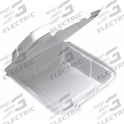 PACTIV Disposable Carry-Out Food Container: White, Hinged Lid Container Container - Hinged-Lid Foam Containers