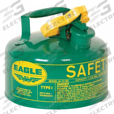 EAGLE Type I Safety Can: For Use With Oil, 1 gal Capacity, Powder Coated Steel - Oil Safety Cans