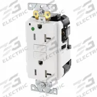LEVITON GFCI Receptacle: Hospital Grade, Decorator Duplex, 5-20R, White, GFCI, 125V AC, 20 A (MPN MGFT2-HGW)