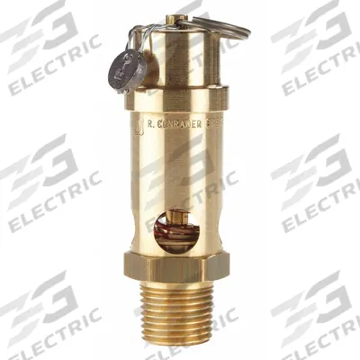 CONRADER Safety Valve: Soft Seat, 1/2 in (M)NPT Inlet (In.), 275 psi Preset Setting (PSI) - Soft Seat Pneumatic Safety Valves