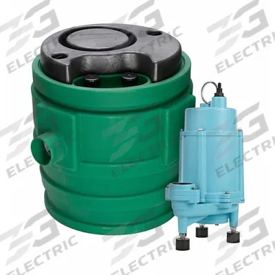 LITTLE GIANT Grinder Pump System: Plastic, 1 hp, 115V AC, 49 gpm @ 10' of Head, 51 ft Max. Head - Simplex Sewage Grinder Pump Packages