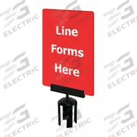 TENSABARRIER Acrylic Sign: Red, Line Forms Here Message, 11 in Overall Lg, 7 in Overall Wd (MPN S17-P-21-7X11-V-HDSB-1701-33). Key specifications — Brand: TENSABARRIER; Color: Red; Includes: Mounting Adapter; Message: Line Forms Here; For Use With: Tensabarrier Posts; Material: Acrylic.