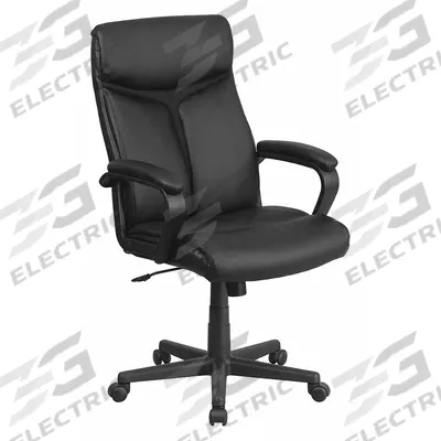 FLASH FURNITURE Office Chair: Raya, Black, Faux Leather Material, 25 1/2 in Back Ht - Fixed-Arm Office Chairs