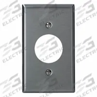 LEVITON Wall Plate: Single Circular Opening, 1 Gang, Silver, Std Size (MPN 84004-40). Key specifications — Brand: LEVITON; Material: Stainless Steel.