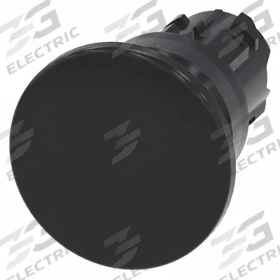 Siemens Mushroom Head Push Button: Black, 22 mm Mounting Size, Non-Metallic - Mushroom-Head Push-Button Operators