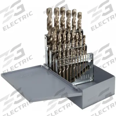 CHICAGO-LATROBE Jobber Length Drill Bit Set: 25 Pc, 1 mm to 13 mm by 0.5 mm - NAS-Spec Cobalt Jobber-Length Drill Bit Sets for Aerospace
