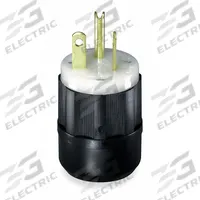 LEVITON Straight Blade Plug: 5-20P, 125V AC, 20 A, 2 Pole, 3 Blade, Black/White (MPN 5366-C)