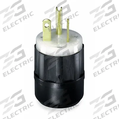 LEVITON Straight Blade Plug: 5-20P, 125V AC, 20 A, 2 Pole, 3 Blade, Black/White (MPN 5366-C) - General Purpose Plugs