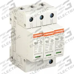 MERSEN Surge Protection Device: Three Phase, 120/208V AC Wye, 3 Poles, 4 Wires, L-L/L-N, 200kA (MPN STP208Y07). Key specifications — Voltage: 120/208V AC Wye; Number of Wires: 4 Wires; Modes of Protection: L-N; Max. Continuing Operating Voltage: 175/350 V AC; Voltage Protection Rating: 1200V (L-L); Short Circuit Current Rating: 200kA; Filtering: No; Enclosure Material: Polyethylene Terephthalate.