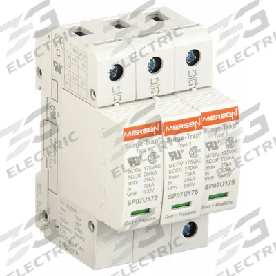 MERSEN Surge Protection Device: Three Phase, 120/208V AC Wye, 3 Poles, 4 Wires - DIN Rail Internal-Mount SPDs