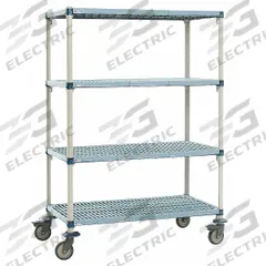 METRO Utility Cart: 38 in x 23 in, 67 in Overall Ht, 4 Shelves, Antimicrobial/Corrosion-Resistant (MPN Q436EG3). Key specifications — attr36820: Antimicrobial; Corrosion-Resistant; attr36821: Standalone; attr33729: METRO; attr36813: Yes; attr36815: 4; attr36810: (2) Swivel Casters with Brakes; attr36812: Polymer.