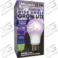 LED Grow Bulb: LED, A21, 120V, Blue/Full/Broad/Red, 150 W Incandescent Watt Equivalency (MPN 602152). Key specifications — Plant Growth Application: Flowering; Brand: MIRACLE LED; Bulb Shape: A21; Spectrum: Blue.