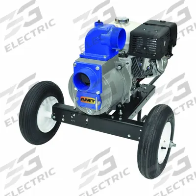 AMT PUMPS Engine Driven Pump: 13 hp, 4 in MNPT, 4 in MNPT, 530 gpm Flow Rate @ 20 Ft. of Head - Engine-Driven Trash Pumps w/ Wheels