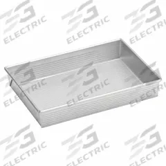 CHICAGO METALLIC Rectangular Cake Pan: Straight Side Cake Pan Pan, Aluminized Steel, Glazed, Silver (MPN 21100). Key specifications — Bead Closure: Closed Bead; Coating: Glazed; Pan Style: Straight Side Cake Pan; Perforation: Solid; Brand: CHICAGO METALLIC; Color: Silver; Material: Aluminized Steel; NSF Certified: No.