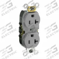 LEVITON Duplex Receptacle Outlet: Duplex, 5-20, Gray, 125V AC, 20 A, 2 Pole / 3 Wire (MPN CR020-GY)