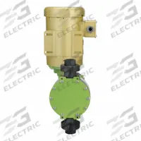 GREENLINE Chemical Metering Pump: Electric Motor, 115/230V AC, 1 hp HP, PVDF Head, PTFE Diaphragm (MPN DM4C1FG). Key specifications — Brand: GREENLINE; Diaphragm Material: PTFE; Reproducibility: ±2.0%; Nameplate Voltage: 115/230V AC; Check Ball Material: Ceramic; Fitting Material: PVDF; Seal Material: PTFE.