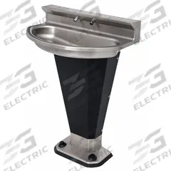 ACORN Wash Fountain: Black/Silver, Stainless Steel, Oval, 17 1/4 in Overall Wd, P-Trap Drain, 3401 (MPN 3402-2-F-VPB-MXTP). Key specifications — Bowl Shape: Oval; Drain Type: P-Trap; Color: Black/Silver; Brand: ACORN; Series: 3401; Sink Material: Stainless Steel; ADA Compliant: Not ADA Compliant.