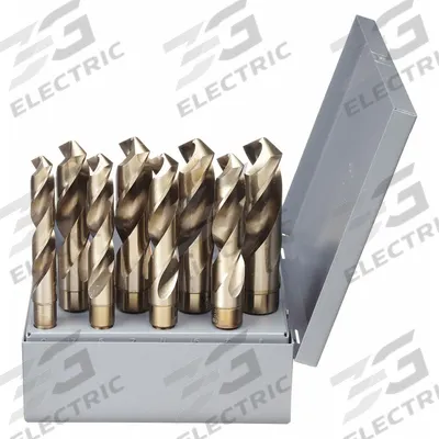 CHICAGO-LATROBE Reduced Shank Drill Bit Set: 8 Pc, 9/16" to 1" - Cobalt Silver & Deming Drill Bit Sets