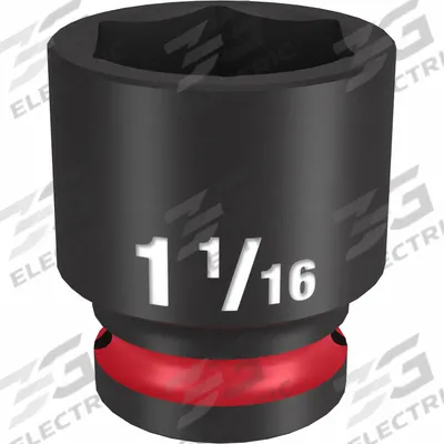 MILWAUKEE Standard Impact Socket: 1/2 in Drive Size, SAE, 1 1/16 in Socket Size, 6-Point - 1/2" Drive Impact Sockets