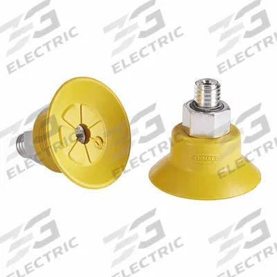 SCHMALZ Vacuum Pad Assembly: G1/8 in, 22.8 mm Pad Dia, NBR-ESD, 55 A, Yellow - Flat Type Electronics Industry ESD Vacuum Pad Assemblies