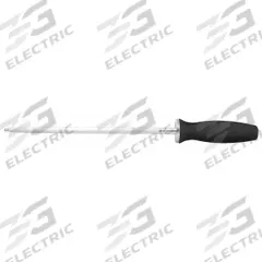 MERCER CUTLERY Regular Cut Sharpening Steel: Steel, 10 in Overall Lg, Santoprene, Black (MPN M21010). Key specifications — Product Type: Regular Cut Sharpening Steel; Sharpening Material: Steel; NSF Certified: No; Brand: MERCER CUTLERY; Handle Color: Black; Handle Material: Santoprene; Swivel: No.